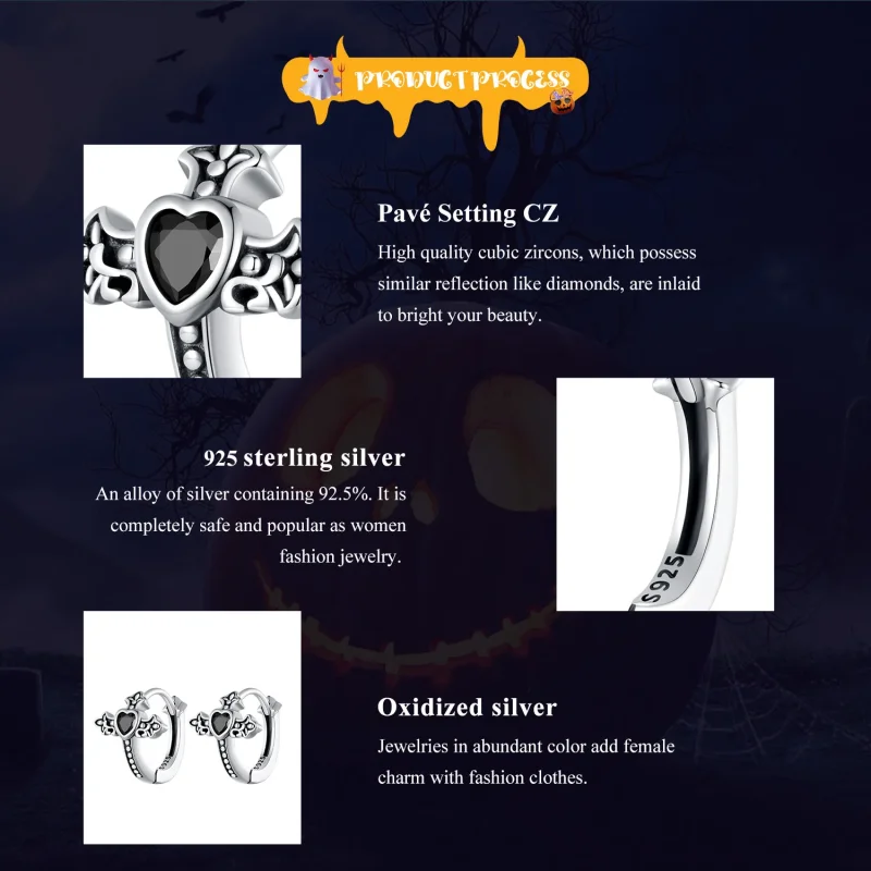 (bild till) Pandora-stil Kors-örhängen - SCE1642 - View 7