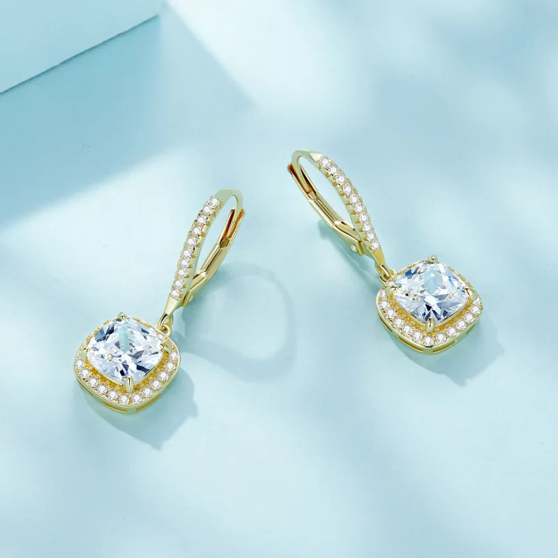 (bild till) Pandora-stil Golden Bright Time Hängeöronring - SCE520-B - View 3