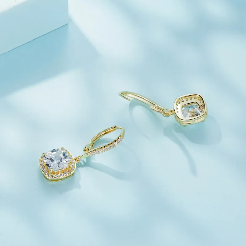 (bild till) Pandora-stil Golden Bright Time Hängeöronring - SCE520-B - View 4