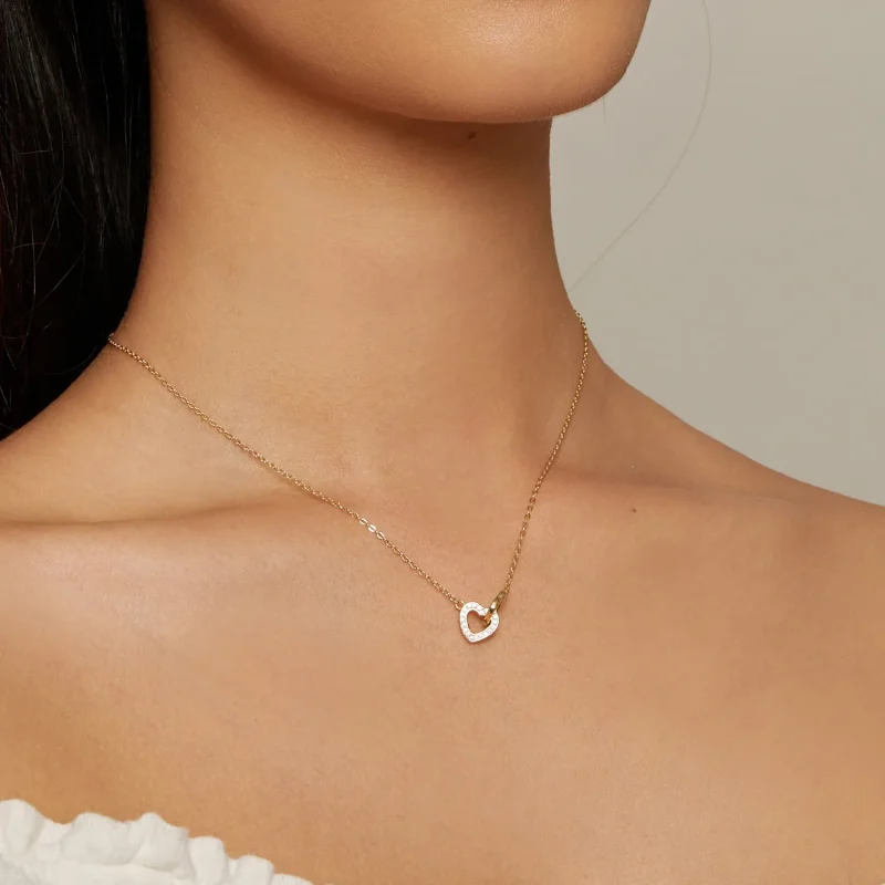 (bild till) Pandora-stil Hjärta-till-hjärta-925 silver halsband - SCN181-B - View 4
