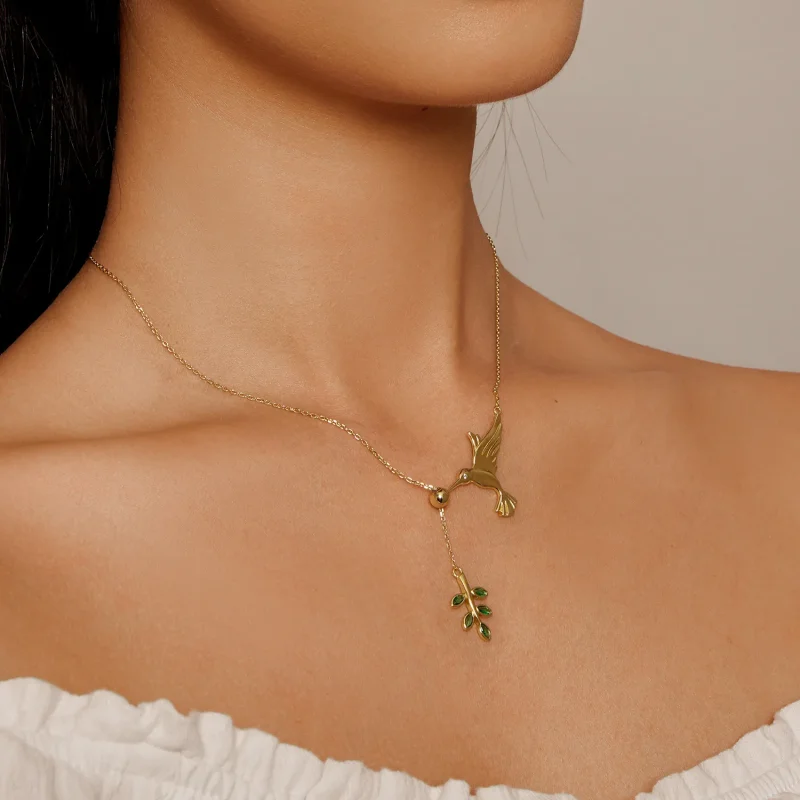 (bild till) Pandora-stil Kolibris Hälsningar-925 Silver Halsband - SCN217-B - View 5