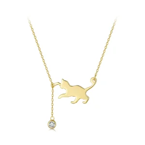 Pandora-stil Guldet Uppnosig Kattunge Halsband - SCN232-B (bild till) Pandora-stil Guldet Uppnosig Kattunge Halsband - SCN232-B