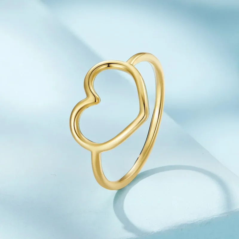 (bild till) Pandora-stil Guld Hjärtformad Ring - SCR641-B - View 2