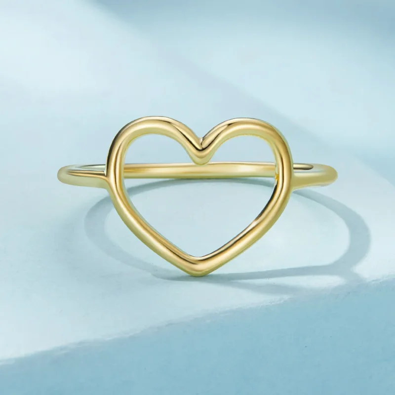 (bild till) Pandora-stil Guld Hjärtformad Ring - SCR641-B - View 3