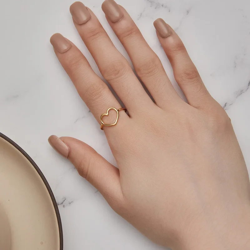 (bild till) Pandora-stil Guld Hjärtformad Ring - SCR641-B - View 7