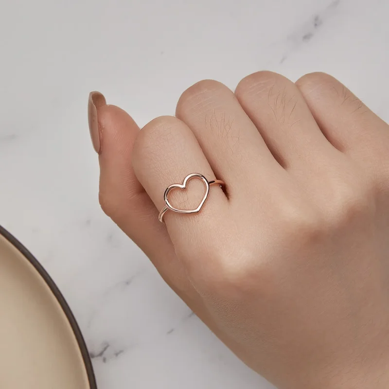 (bild till) Pandora-stil Roséguld Hjärtformad Ring - SCR641-C - View 5