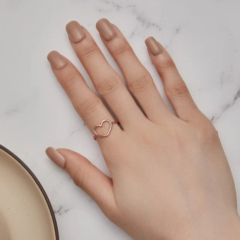 (bild till) Pandora-stil Roséguld Hjärtformad Ring - SCR641-C - View 6