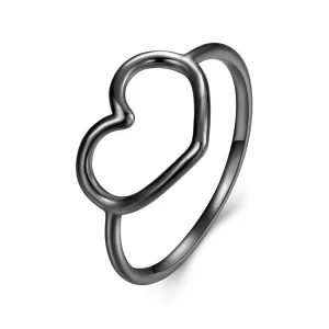 (bild till) Pandora-stil Svart Hjärtformad Ring - SCR641-D