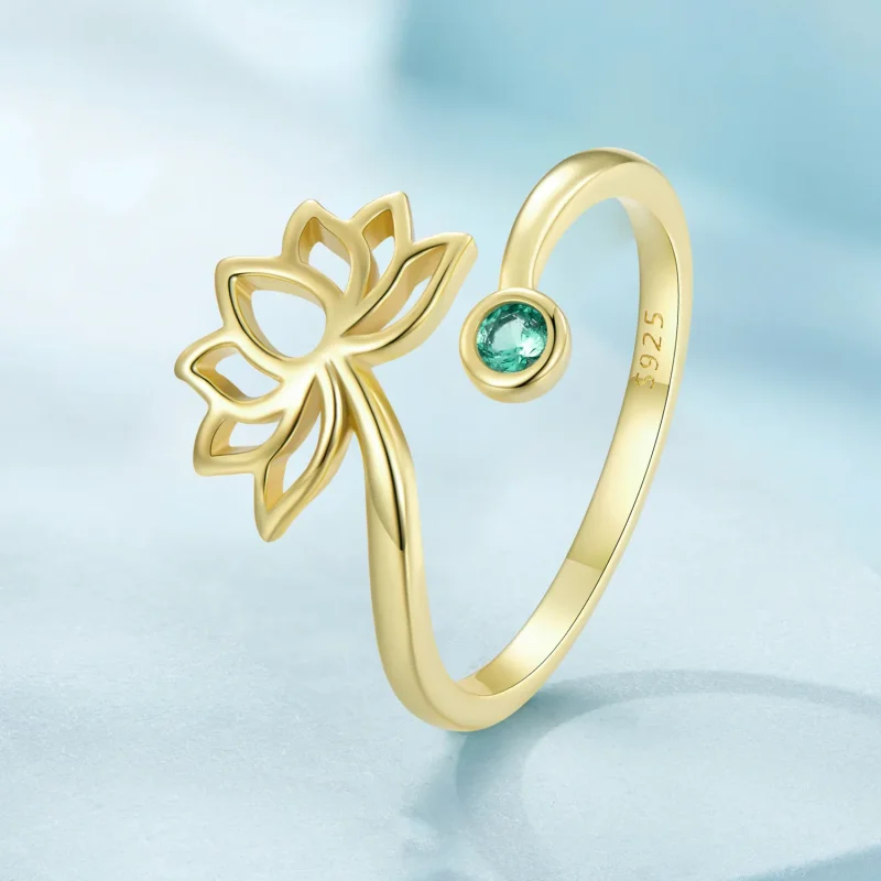 (bild till) Pandora-stil Enkel Lotus Öppen Ring - SCR821-B - View 2
