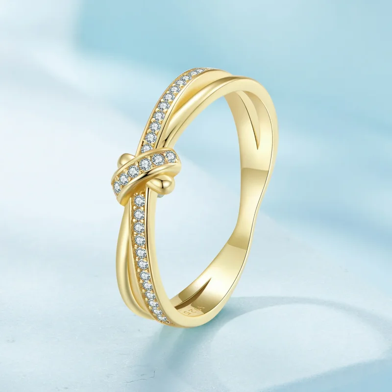 (bild till) Pandora-stil Guldknotring - SCR896-B - View 2