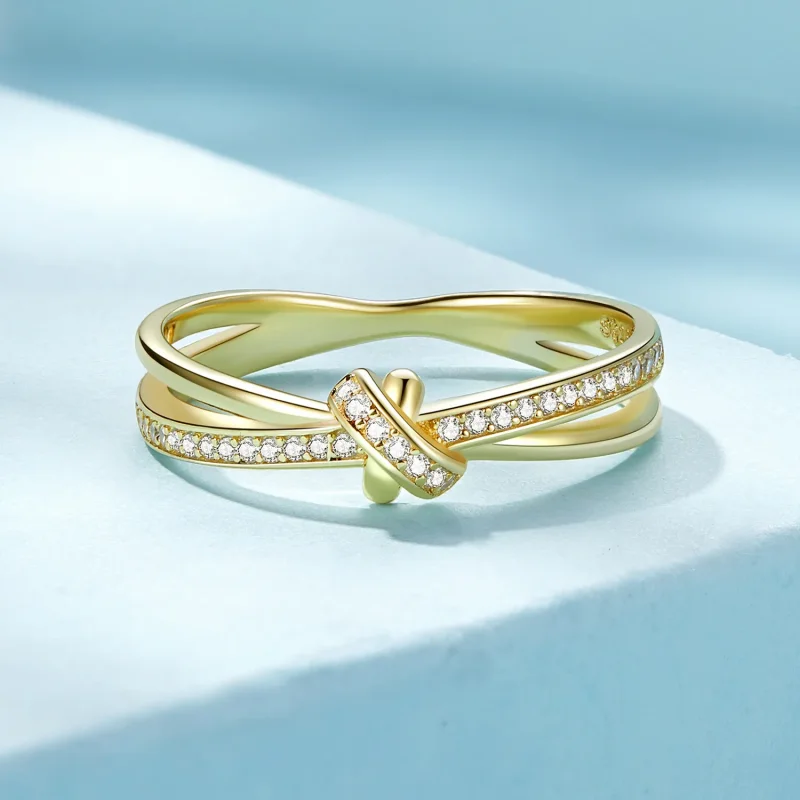 (bild till) Pandora-stil Guldknotring - SCR896-B - View 3