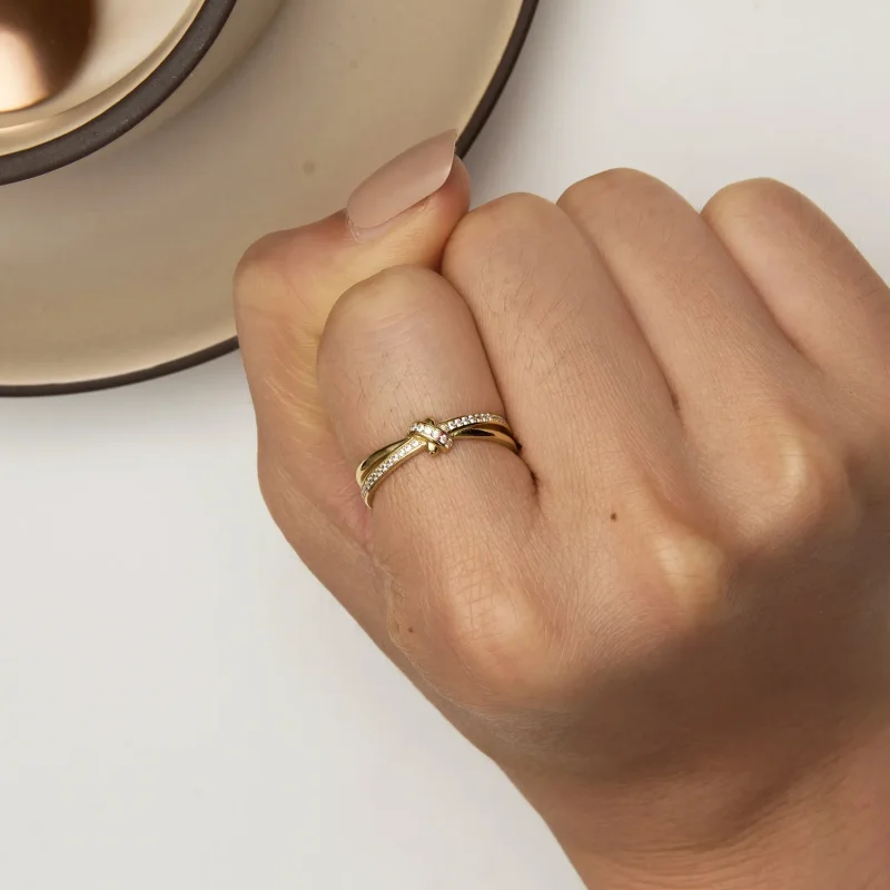 (bild till) Pandora-stil Guldknotring - SCR896-B - View 6
