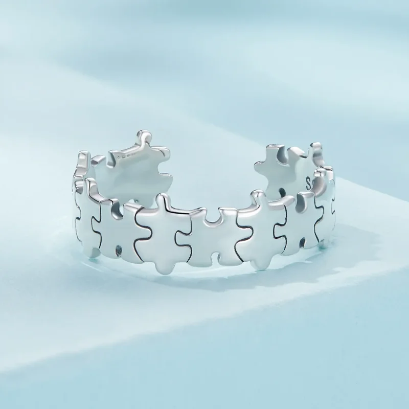 (bild till) Pandora-stil Pussel Öppen Ring - SCR925 - View 3
