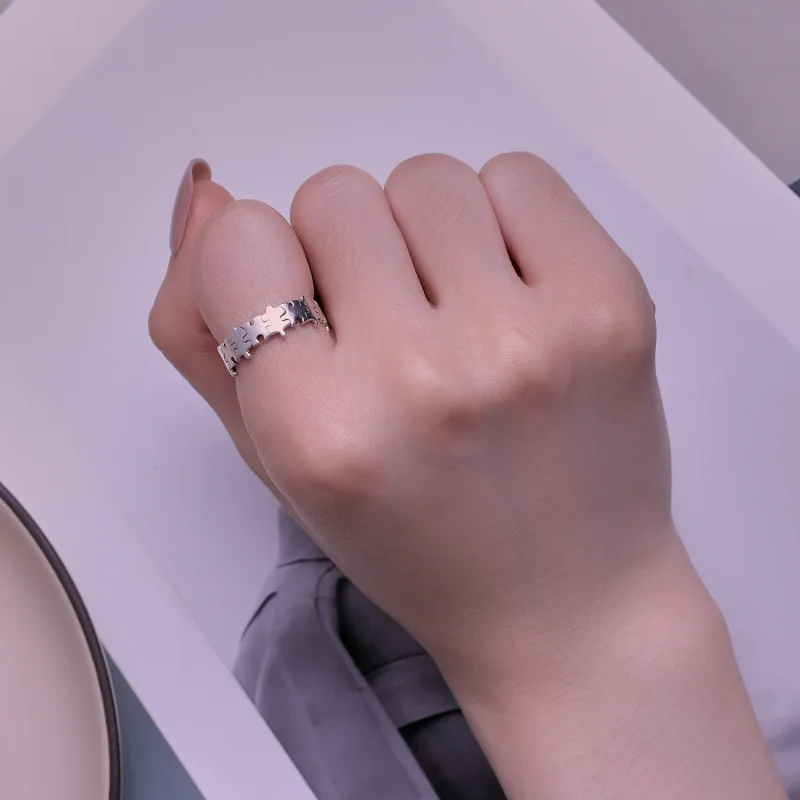 (bild till) Pandora-stil Pussel Öppen Ring - SCR925 - View 7