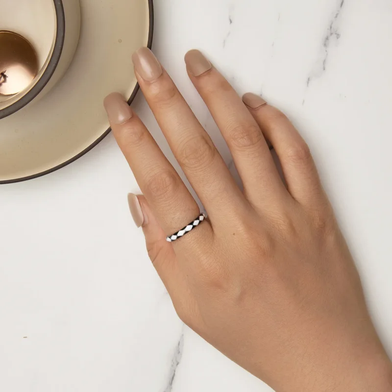 (bild till) Pandora-stil Diamantmönster Ring - SCR943 - View 5