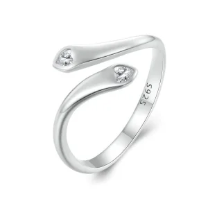 (bild till) Pandora-stil Dubbelt Hjärta Öppen Ring - SCR946-E