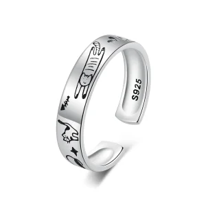 (bild till) Pandora Style Cat Doodle Open Ring - SCR951-E