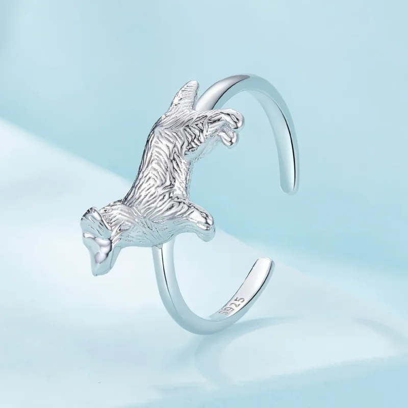 (bild till) Pandora-stil Liten Golden Retriever Öppen Ring - SCR952 - View 2