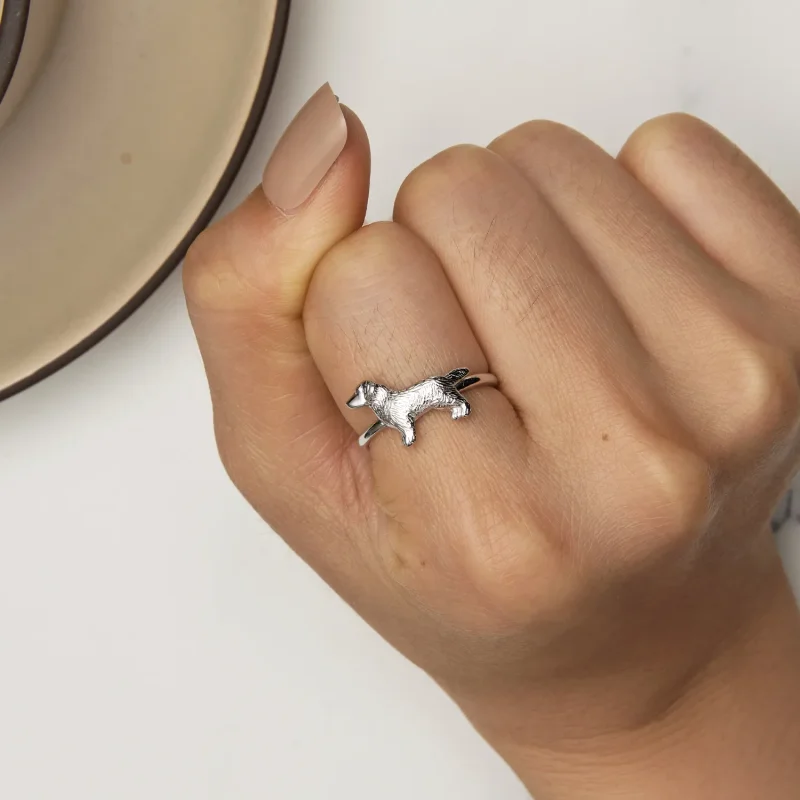 (bild till) Pandora-stil Liten Golden Retriever Öppen Ring - SCR952 - View 6