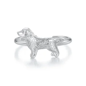 (bild till) Pandora-stil Liten Golden Retriever Öppen Ring - SCR952