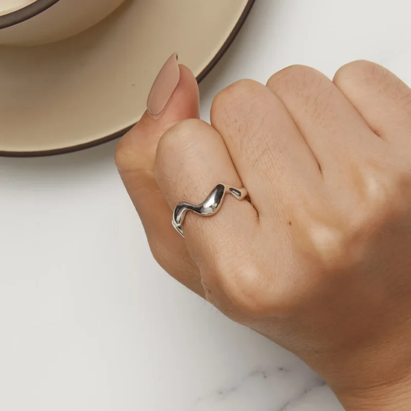 (bild till) Pandora Style Wave Open Ring - SCR954 - View 6