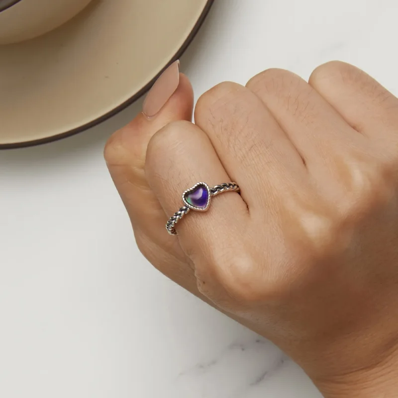 (bild till) Pandora-stil Enkelt Twist Hjärtformad Öppen Ring - SCR956 - View 3