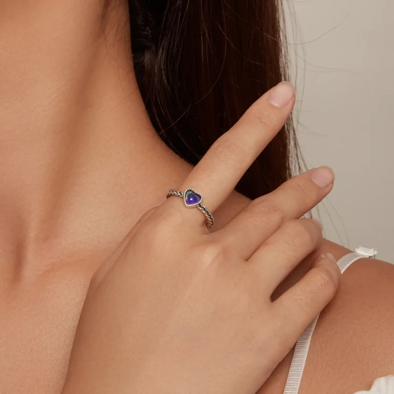 (bild till) Pandora-stil Enkelt Twist Hjärtformad Öppen Ring - SCR956 - View 6