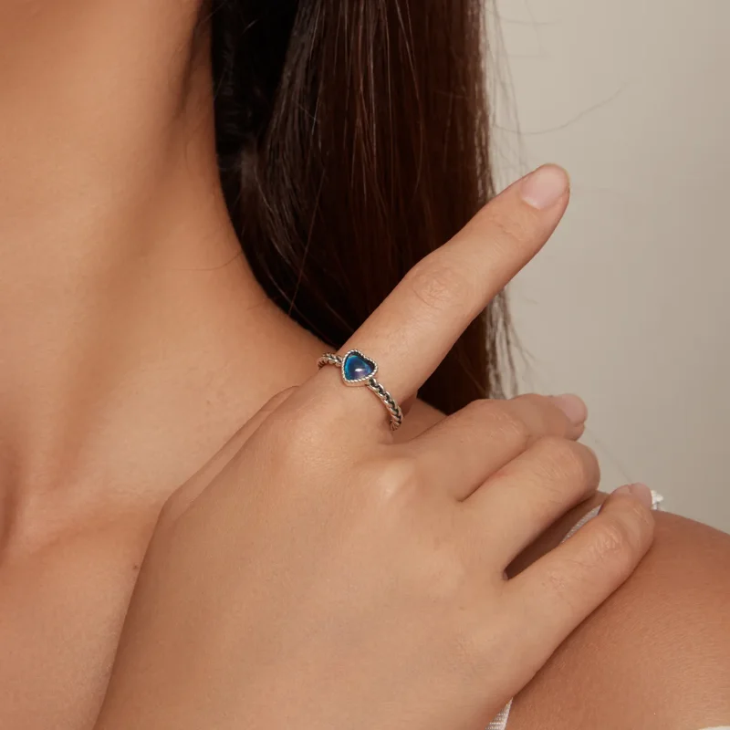 (bild till) Pandora-stil Enkelt Twist Hjärtformad Öppen Ring - SCR956 - View 7