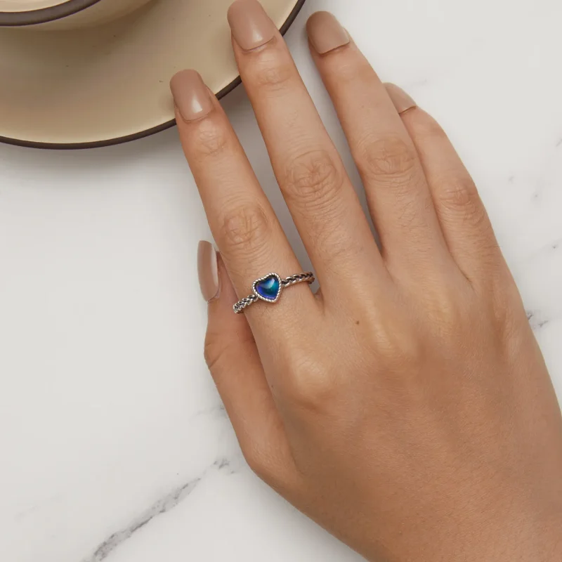 (bild till) Pandora-stil Enkelt Twist Hjärtformad Öppen Ring - SCR956 - View 8