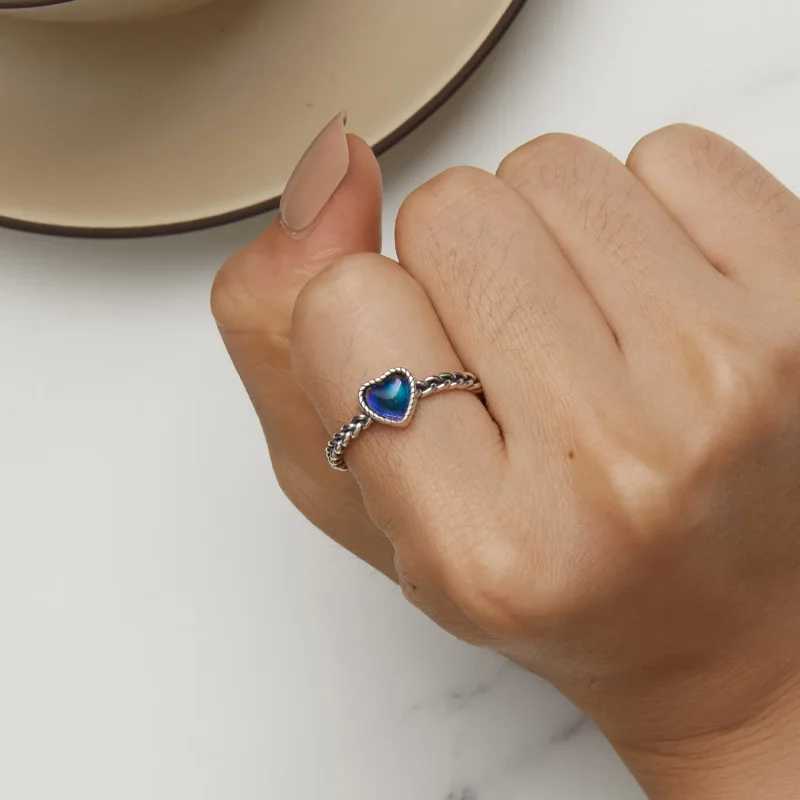 (bild till) Pandora-stil Enkelt Twist Hjärtformad Öppen Ring - SCR956 - View 9