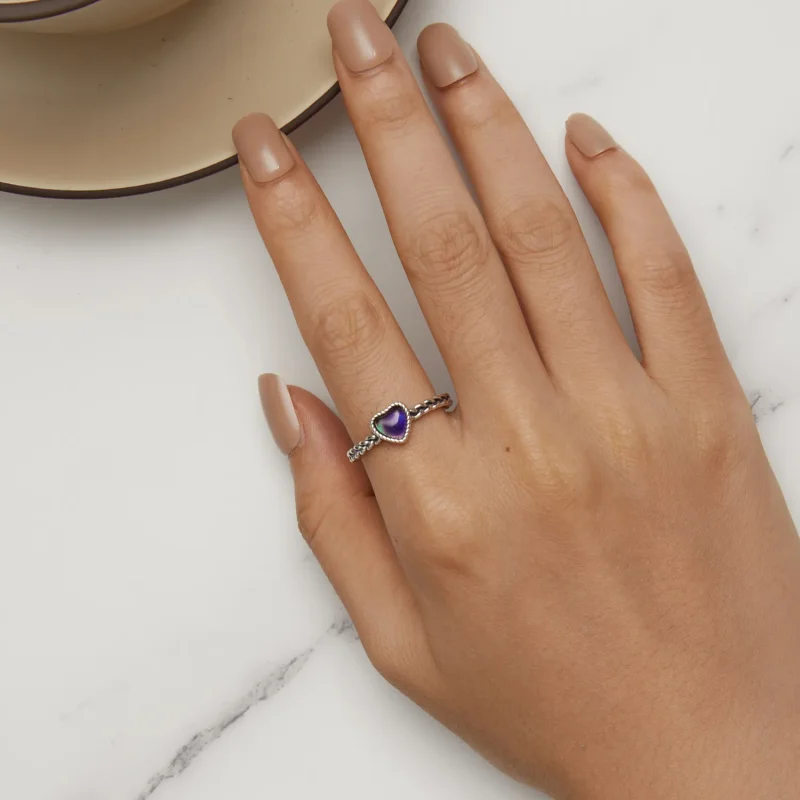 (bild till) Pandora-stil Enkelt Twist Hjärtformad Öppen Ring - SCR956 - View 10