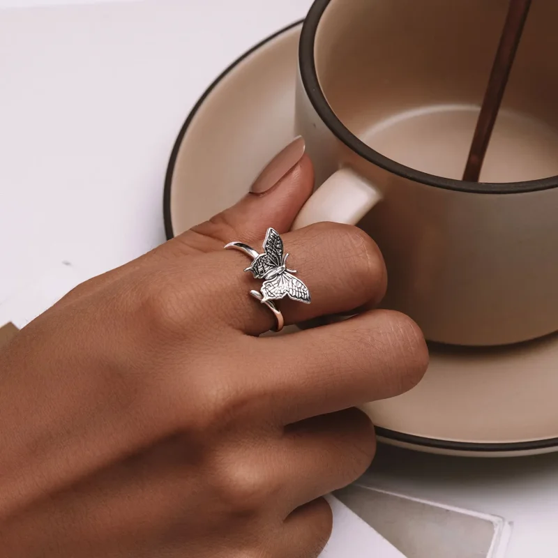 (bild till) Pandora-stil Fjäril Öppen Ring - SCR966-E - View 5