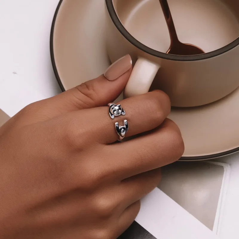 (bild till) Pandora-stil Panda Öppen Ring - SCR969-E - View 5
