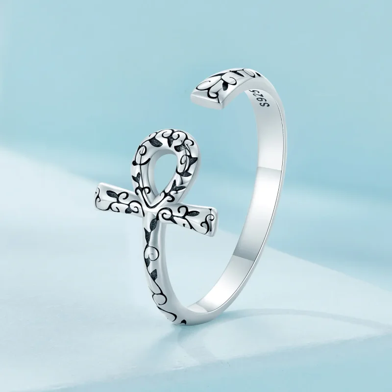(bild till) Pandora-stil Ankh-kors Öppen Ring - SCR972-E - View 2