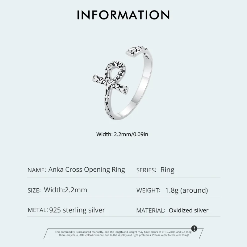 (bild till) Pandora-stil Ankh-kors Öppen Ring - SCR972-E - View 4