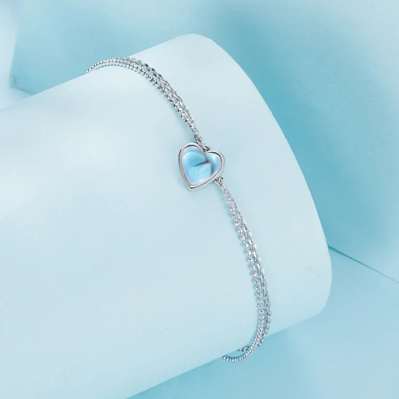 (bild till) Pandora-stil Hjärtformad Dubbellager Anklet - SCT024 - View 2