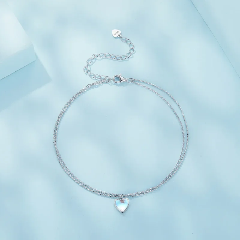 (bild till) Pandora-stil Hjärtformad Dubbellager Anklet - SCT024 - View 3