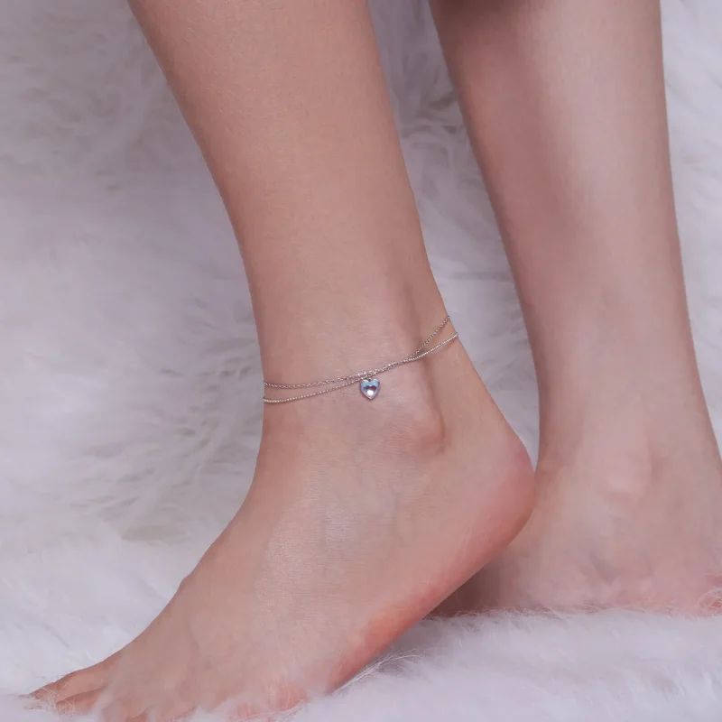 (bild till) Pandora-stil Hjärtformad Dubbellager Anklet - SCT024 - View 4