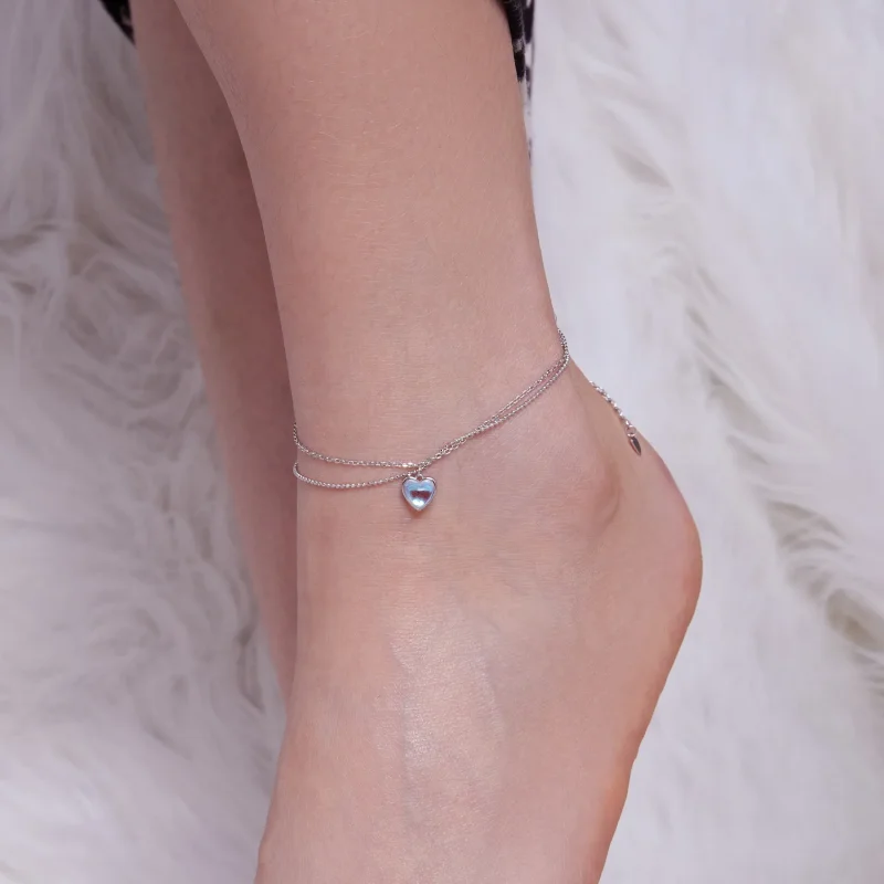 (bild till) Pandora-stil Hjärtformad Dubbellager Anklet - SCT024 - View 5