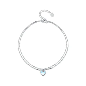 Pandora-stil Hjärtformad Dubbellager Anklet - SCT024 (bild till) Pandora-stil Hjärtformad Dubbellager Anklet - SCT024