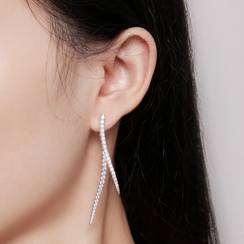 (bild till) Pandora-stil Smart Tassel Långa Stiftöronhängen - YIE227 - View 5