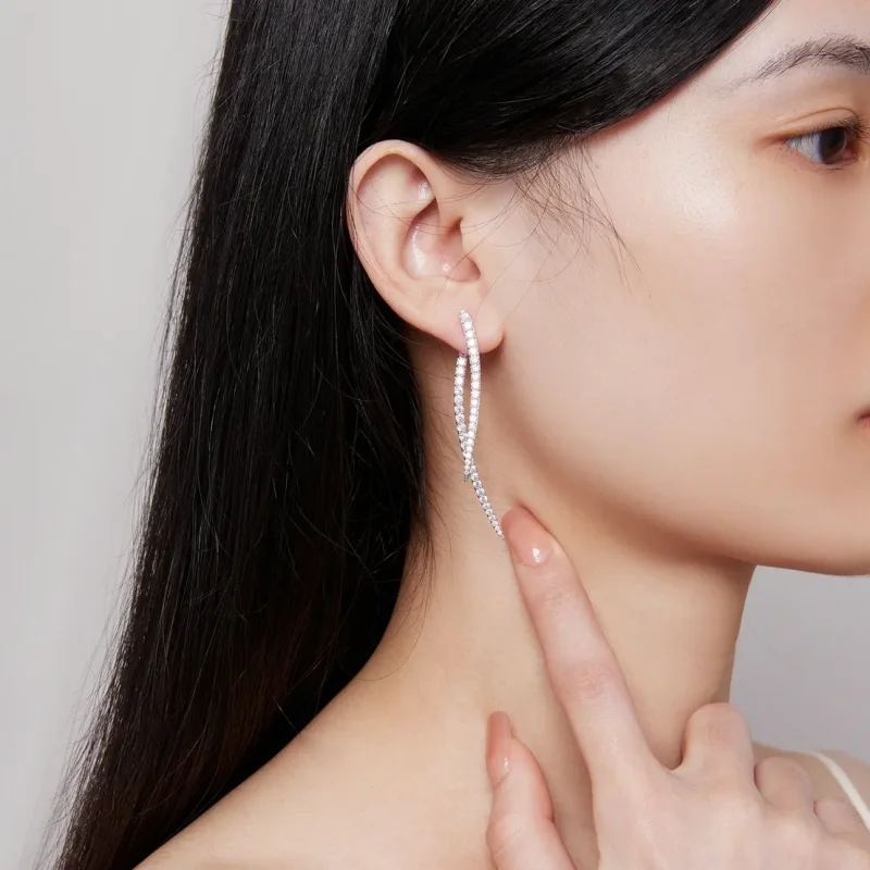 (bild till) Pandora-stil Smart Tassel Långa Stiftöronhängen - YIE227 - View 8