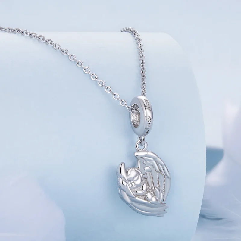 (bild till) Pandora-stil Ängelbaby Hängeamulett Charm - BSC851 - View 2