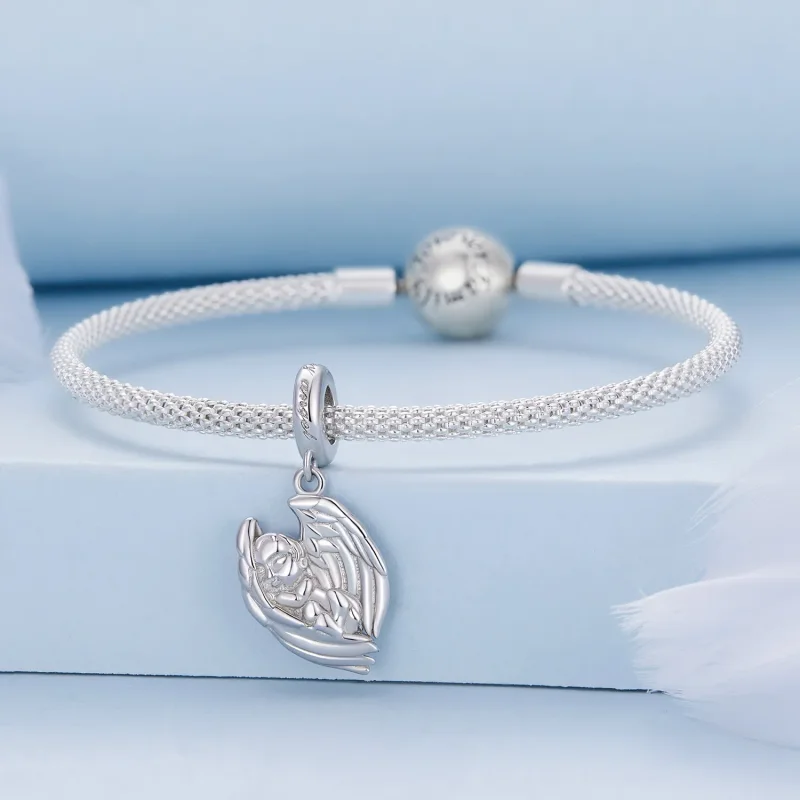 (bild till) Pandora-stil Ängelbaby Hängeamulett Charm - BSC851 - View 3