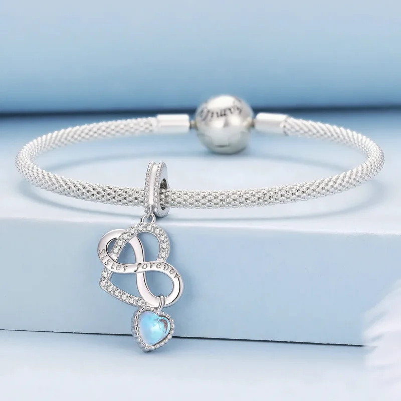 (bild till) Pandora-stil Systerhjärtahängecharm - BSC860 - View 3