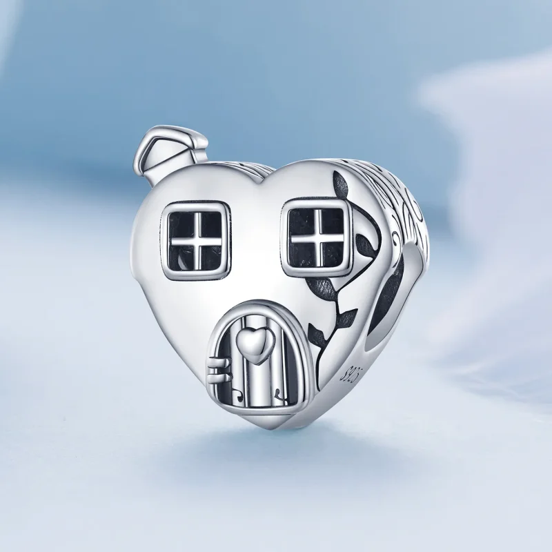 (bild till) Pandora-stil Hjärtformad Hus Charm - BSC871 - View 2