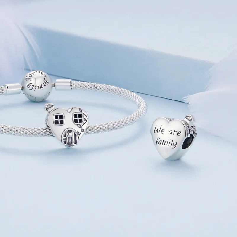 (bild till) Pandora-stil Hjärtformad Hus Charm - BSC871 - View 4
