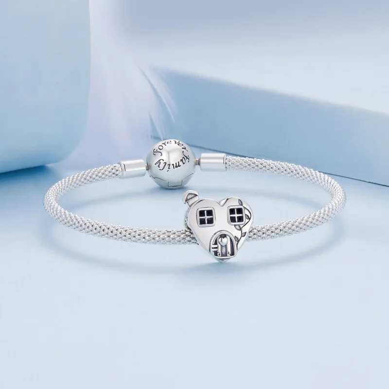 (bild till) Pandora-stil Hjärtformad Hus Charm - BSC871 - View 5