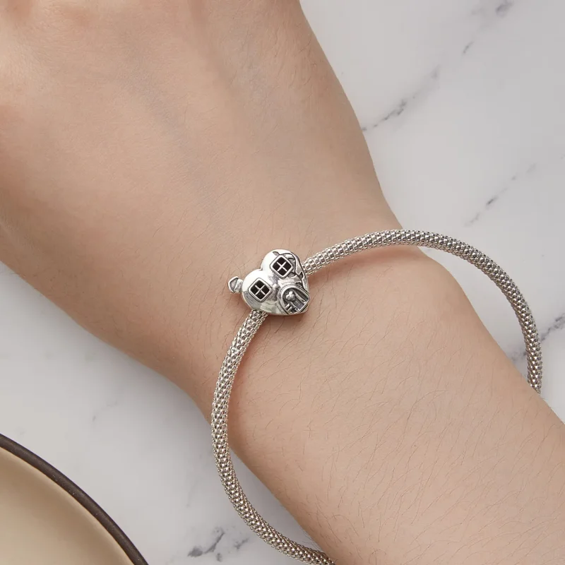 (bild till) Pandora-stil Hjärtformad Hus Charm - BSC871 - View 7