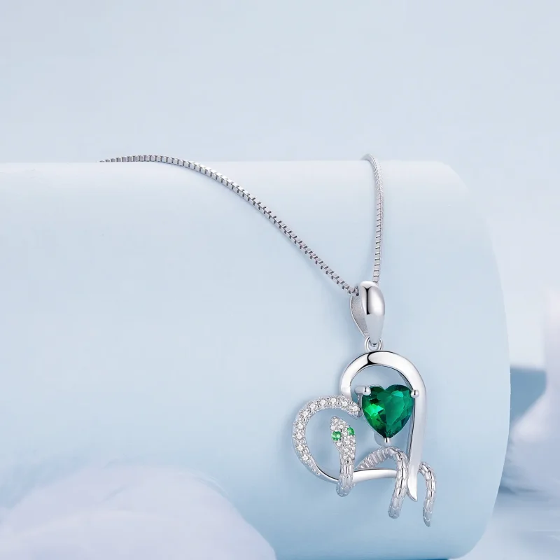 (bild till) Pandora-stil Halsband med Uttömmande Orm som Linger Hjärtform - BSN327 - View 2